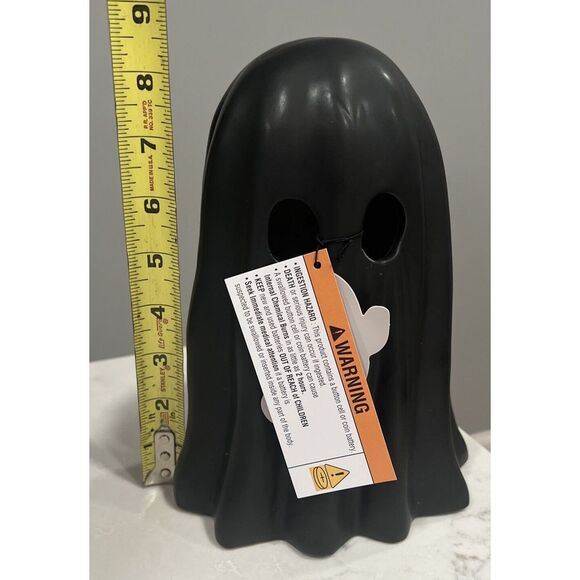GOBLIN & GHOUL Ceramic Matte Black Ghost 8.5in Halloween Decor NWT - Picture 7 of 10